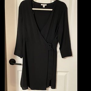 Topshop Black Wrap Belted Dress Size US 12
